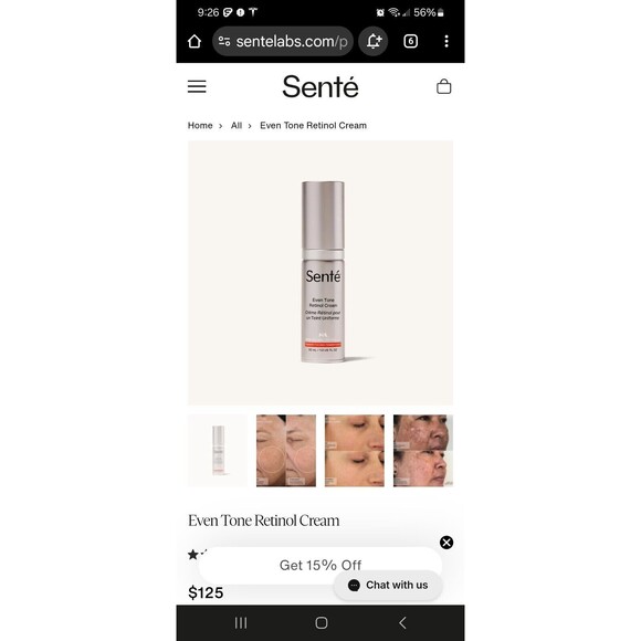 Sold_not For Sale Sente Even Tone Retinol Cream Full Size 1.0 fl oz/30ml - Picture 2 of 8